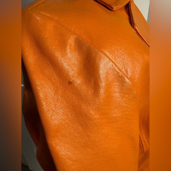 Colebrook orange leather jacket single button Y2K blazer - Picture 4 of 10